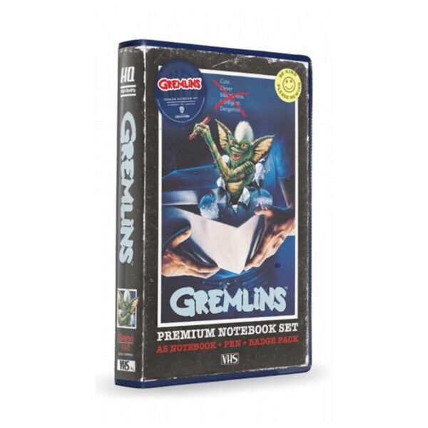 Set papeleria vhs sd toys gremlins libreta chapas y boligrafo